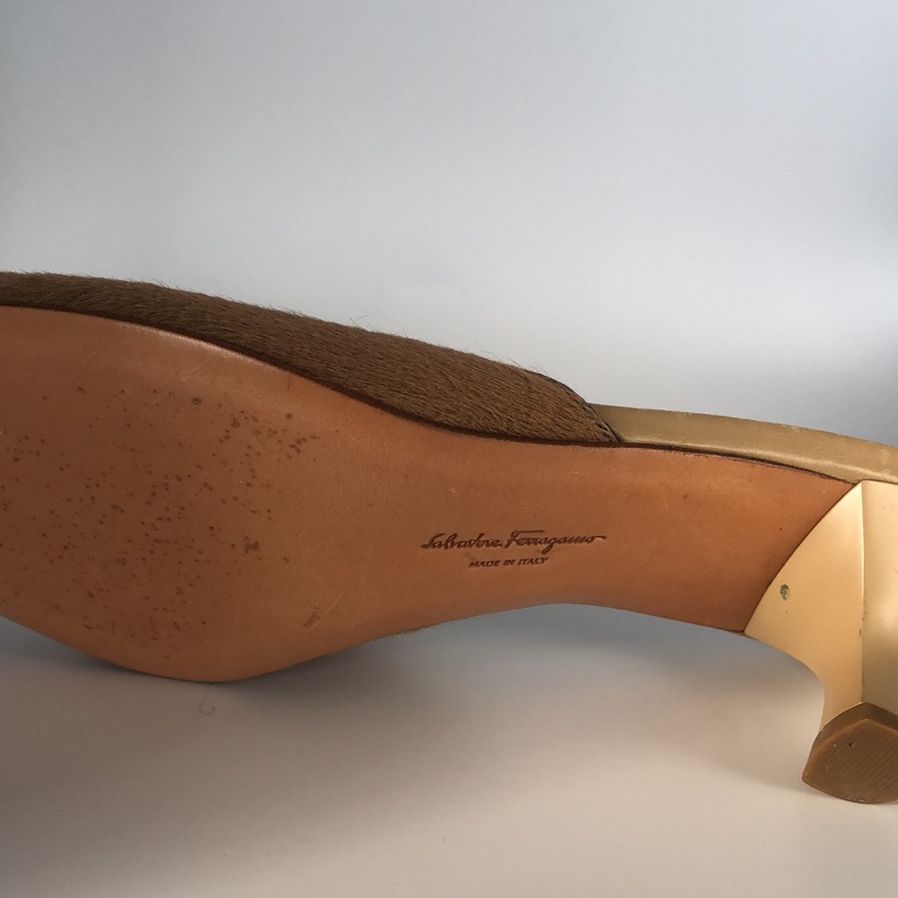 Salvatore Ferragamo Tan Open-Toe Mule Sandals - Picture 5 of 7